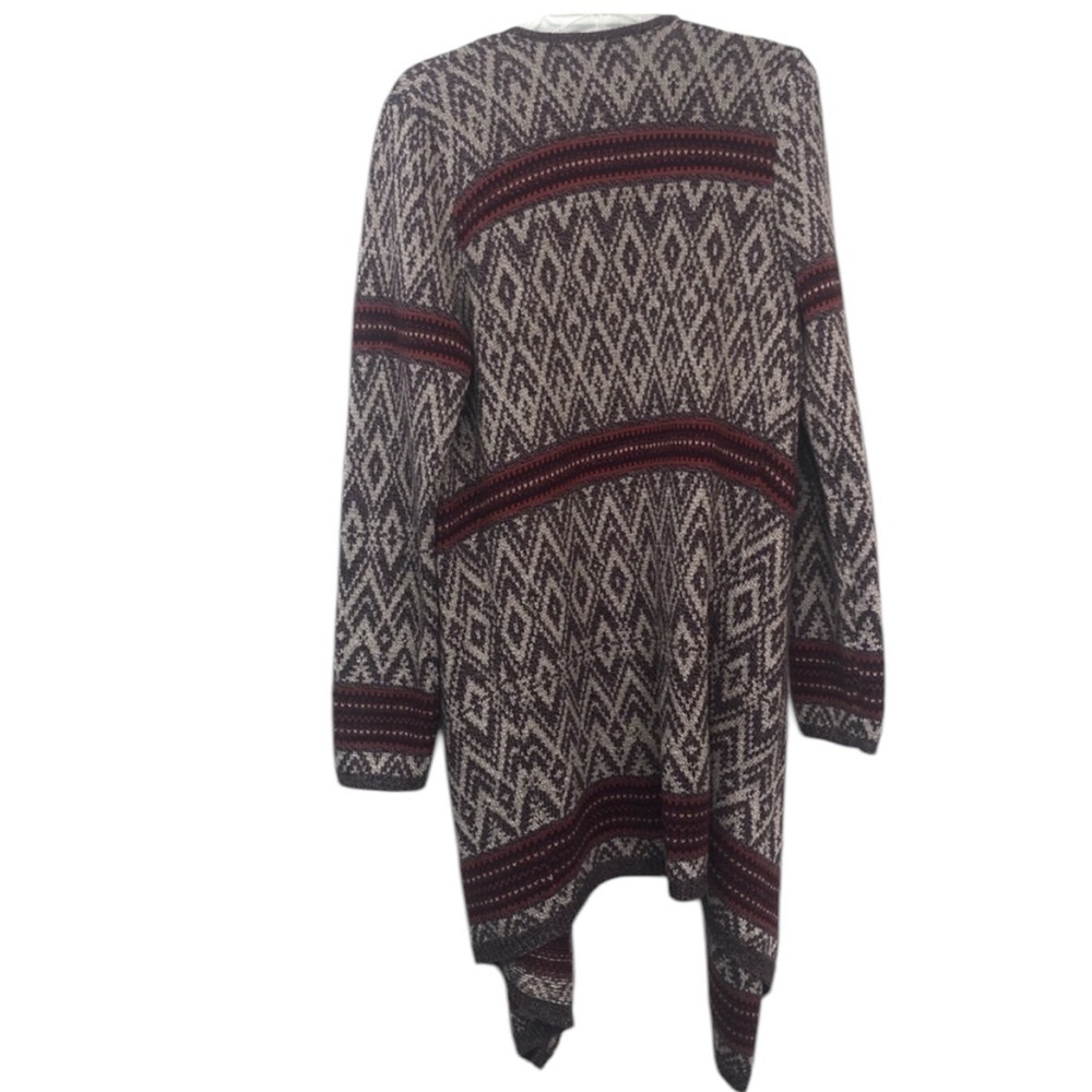 Ruby Moon Burgundy And Cream Patterned Cardigan - image 6